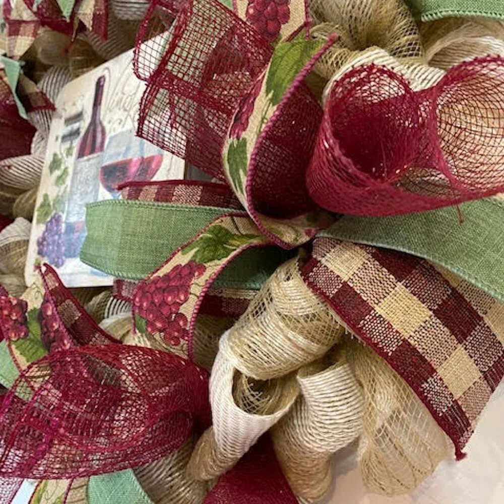 Handmade Wreath Vino Rosso Wreath Wine Enthusiast Door Wreath Wall Decor
